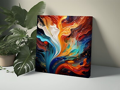 Abstract Wall Art Painting Swirling Colorful Rainbow Art Modern Home Decor $55.00