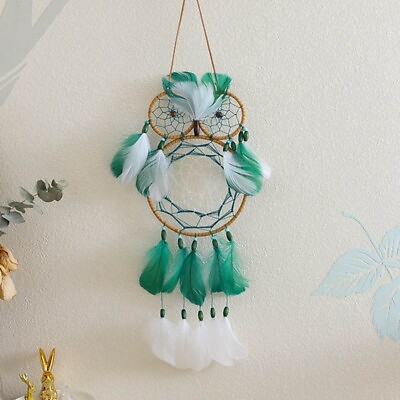 #ad Boho Owl Dream Catcher Hanging Wall Decorations for Home Bedroom Dark Green Q5D4 AU $19.99
