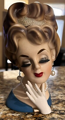 #ad vintage lady head vase By Trimont 7 Tall Trimont And Kmart Stickers Intact $174.99