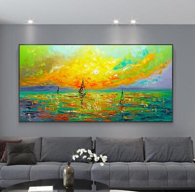 #ad 48quot;Large Home Office wall Decor Art 100%Handmade oil painting on canvas seaview $81.37
