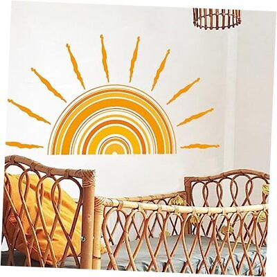 #ad Half Sun Wall Stickers Large Golden Sunrise Wall Decals Boho Modern Arch Wall $18.58