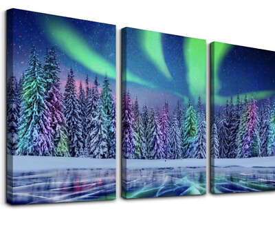 #ad Canvas Wall Art for Bedroom or Living Room 3 pieces Aurora Ready to Hang 12x16 $5.99