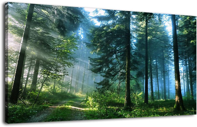 #ad Green Forest Canvas Wall Art Living Room Wall Decor Large Nature Pictures Canvas $74.99