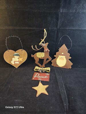 #ad Set of 3 Rustic Country Metal Christmas Ornaments $15.95
