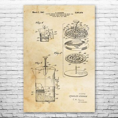 #ad #ad French Press Poster Patent Print Coffee Shop Art Barista Gift Kitchen Wall Art $12.95