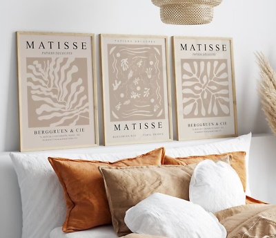 #ad Matisse Set of 3 Neutral Posters Gallery Wall Set Beige Cream Poster Prints GBP 23.99