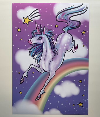 #ad Unicorn Poster Horse Rainbow Art Cute Nursery Posters for Girls $12.99