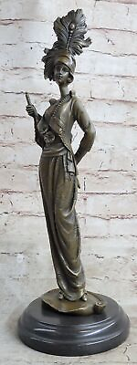#ad Lady with Flowers Flower Bronze Sculpture Figurine Cast Fine Artwork Hot Decor $154.50