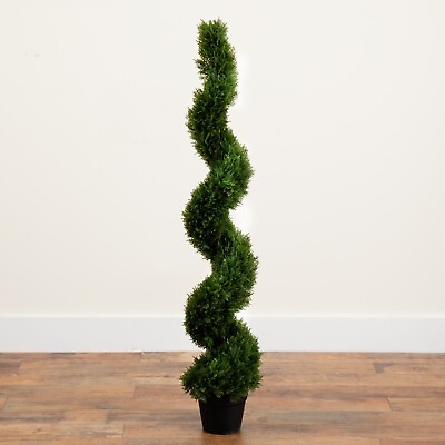 #ad 4ft Artificial Cedar Spiral Topiary Tree UV Indoor Outdoor . $60.00
