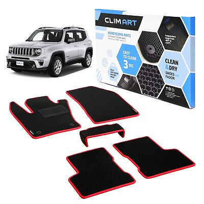#ad CLIM ART Floor Mats All Weather Liners for 15 24 Jeep Renegade Black Red $89.24