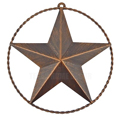 #ad Texas Barn Star Twisted Ring Rustic Tin Metal Wall Decor Brushed Bronze 9 3 8 in $12.95