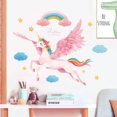 #ad Creative Cartoon Cute Unicorn Wall Stickers For Kids Rooms Home Decorition $9.50