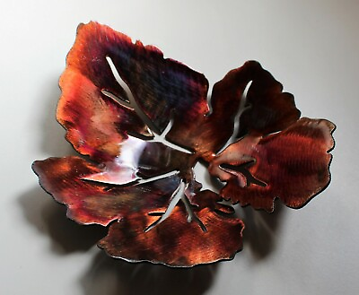 #ad Metal Art Leaf Sculpture Bowl Copper 7quot; x 8quot; $22.98