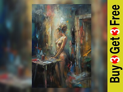 #ad Alluring 7quot;x5quot; Impressionist Oil Painting Print Female Nude Model Art Supplies GBP 4.99