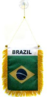 Brazil MINI BANNER FLAG GREAT FOR CAR amp; HOME MIRROR HANGING 2 SIDED FI $5.28