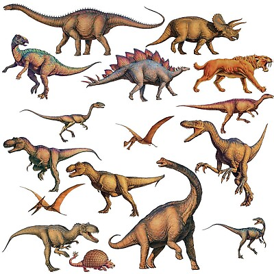 #ad DINOSAURS 16 Wall Stickers T Rex Boys Bedroom Decorations Room Decor Decals NEW $16.99