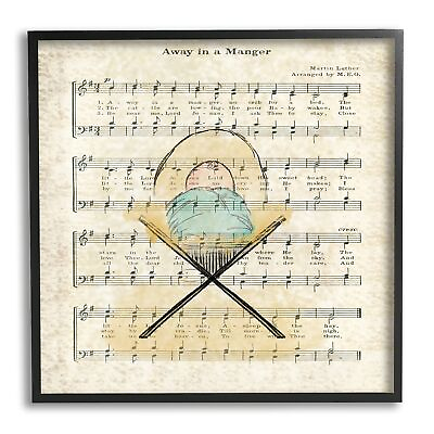 #ad #ad Stupell Industries Baby Jesus Cradle Away in Manger Musical Script Wall Art ... $45.63