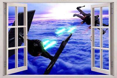 #ad STAR WARS BATTLE SHIPS 3D Window View Decal WALL STICKER Decor Art Mural FS $30.74