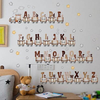 #ad Wall Stickers for Baby Room Cartoon Animal Train Theme Decals Wall Stickers $10.38
