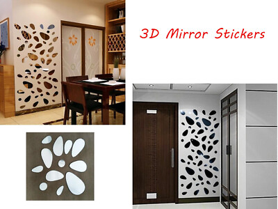 #ad 12Pcs 3D DIY Mirror Vinyl Removable Wall Sticker Decal Home Decor Art $7.09
