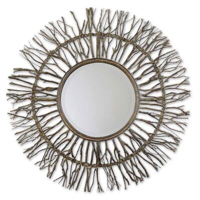 #ad #ad Sunburst Wall Decor Mirror in Burnished Wooden Frame with Real Birch Branches $299.20