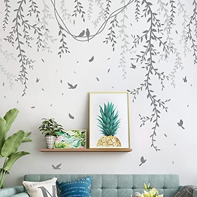 #ad Amaonm Removable Hanging Vines Wall Stickers DIY Green Leaves Plant Grass Black $20.76