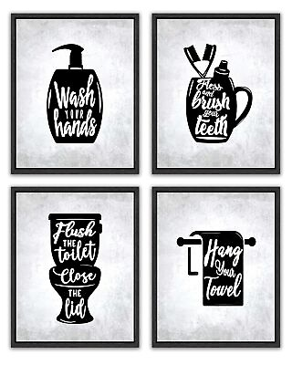 #ad #ad Bathroom Wall Decor Canvas Wall Art with Wooden Frames Funny Toilet Signs Quo... $50.03