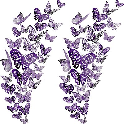 #ad #ad 72 Pieces 3D Butterfly Wall Decals Sticker Wall Decal Decor Art Decorative Stick $15.29