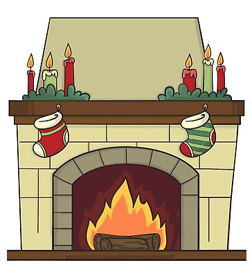 #ad Vinyl Home Fireplace Decal Living Room Christmas Furnace Adhesive Wall Art Decal $19.99