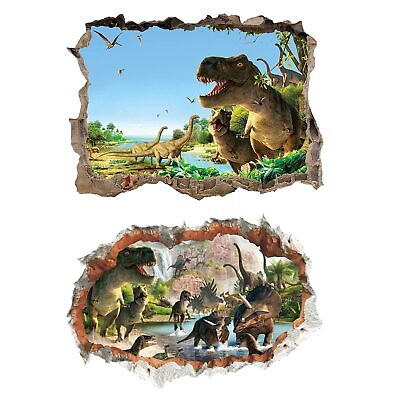 #ad Dinosaur Wall Stickers 3D Watercolour Dinosaur Window Ceiling Decals Decorati... $16.65