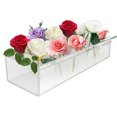 #ad Acrylic Flower Vase 12 Inches Long Rectangle Vase Clear Acrylic Modern Vase ... $16.76