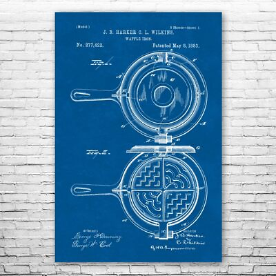 #ad Waffle Iron Patent Poster Print 12 SIZES Food Lover Gift Kitchen Decor Chef Gift $14.95