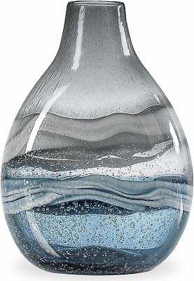 #ad Torre amp; Tagus Andrea Glass Vase 11quot;Tall Blue Coastal Decor add layers of texture $60.04
