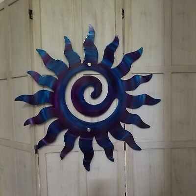 #ad Sun metal Wall hang Indoor Outdoor Patio wall decor usa made blue purple sun art $75.00
