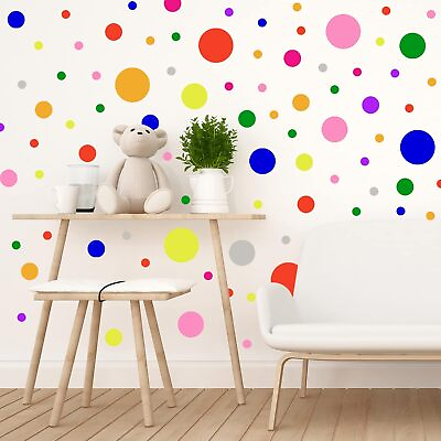 #ad 148 Pieces Rainbow Polka Dot Wall Decals Set Peel and Stick Wall Stickers for Ki $20.39