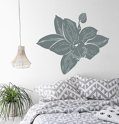 #ad Wall Decals Orchid Branch Floral Design Flower Vinyl Decal Bedroom Decor kk459 $72.99