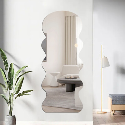 #ad PET Silver Wavy Mirror Wall Sticker DIY Self adhesive Decal Decor Home Art Craft $13.34