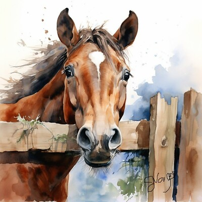 #ad Watercolor Horse Painting Art Print 8x11 inch $16.00