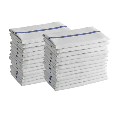 #ad Dish Towels 24 White Cotton Blue Striped 15 x 25 Kitchen Tea Towels Bar Towels $29.15