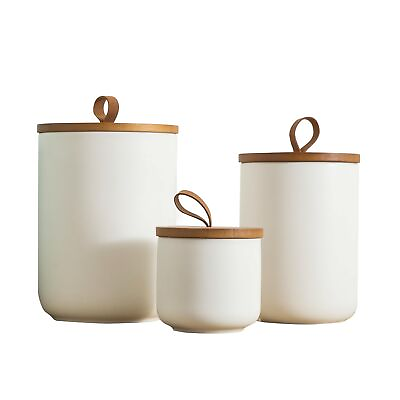 #ad Canister Sets for Kitchen White Ceramic Kitchen Canisters for Countertop wit... $55.62