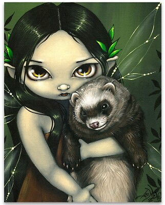 #ad Strangeling Ferret And His Fairy 11x14 Unframed Art Print Poster Decor and Gift $12.99