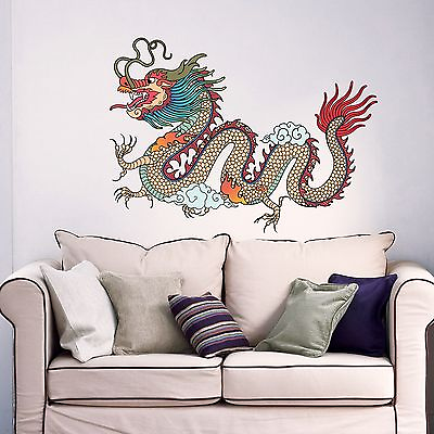 #ad Dragon Wall Decals Full Color Decal Colorful Sticker Chinese Home Art Decor DD31 $29.99