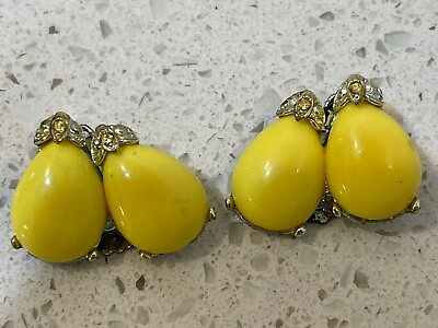 #ad Funky Yellow Vintage Earrings $20.00