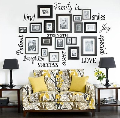 #ad FAMILY IS Vinyl Lettering Words Wall Art Quote Sticky Decals Home Decor $22.00