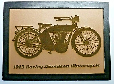 #ad Harley Davidson 1913 Motorcycle Faux Leather Wall PlaqueHome DecorCollectible $34.99