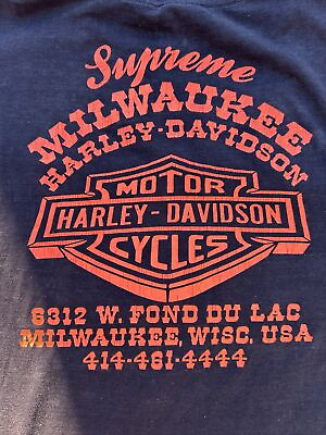 #ad Vintage 3D Emblem Supreme Harley Davidson T shirt 1985 Righteous Ruler Lg 80s L $399.00