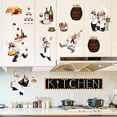 #ad Chef Kitchen Wall Decals Wine Cake Cooking Wall Stickers Kitchen Dining Room Res $17.76