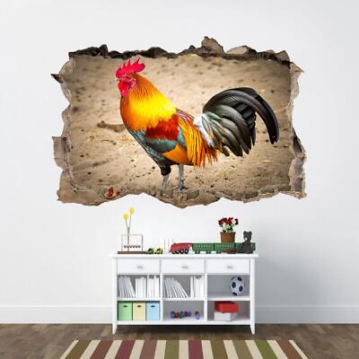 #ad Rooster 3D Smashed Wall Sticker Decal Home Decor Art Mural Animals Birds J922 $31.55