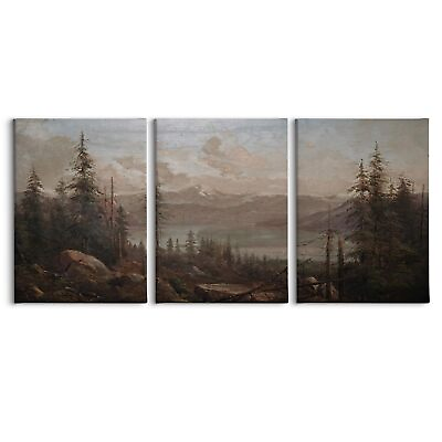#ad Nature Landscape Canvas Wall Art Set of 3 Retro Mountain Forest Wall Pictur... $31.21