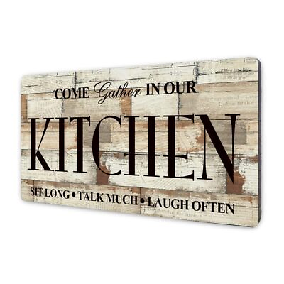 #ad Kitchen Signs Farmhouse Kitchen Wall Decor Rustic Kitchen Wall Art Come Gathe... $27.70